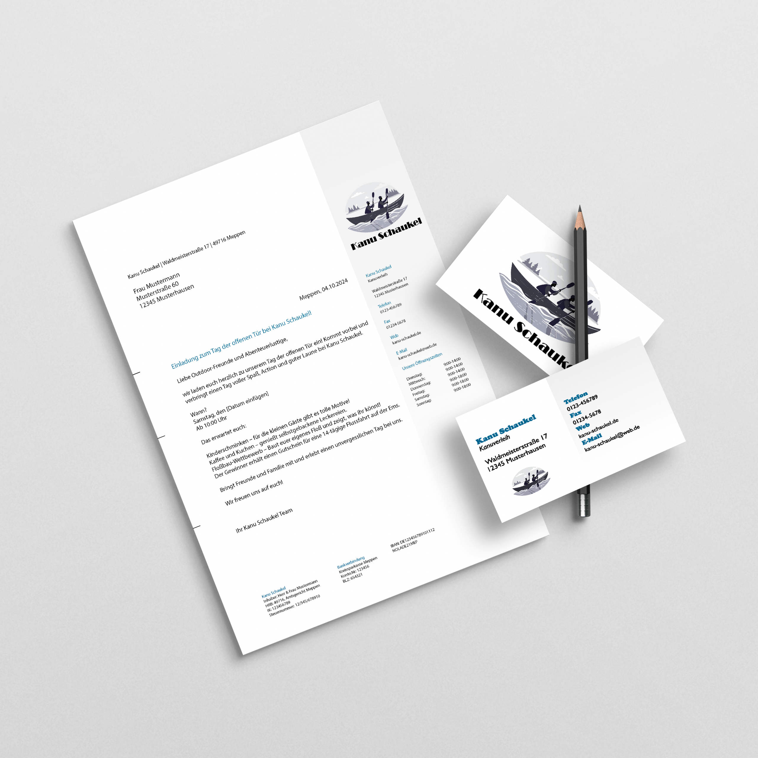 Mockup mit einem Briefbogen und Visitenkarte